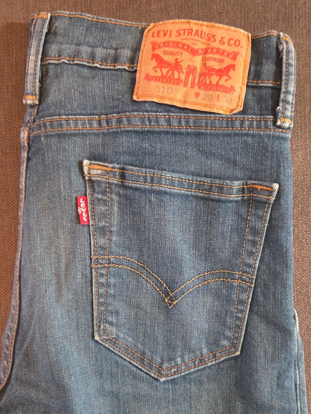 Levi's Men's Denim Slim Straight Jeans - Blue with Tan Patch